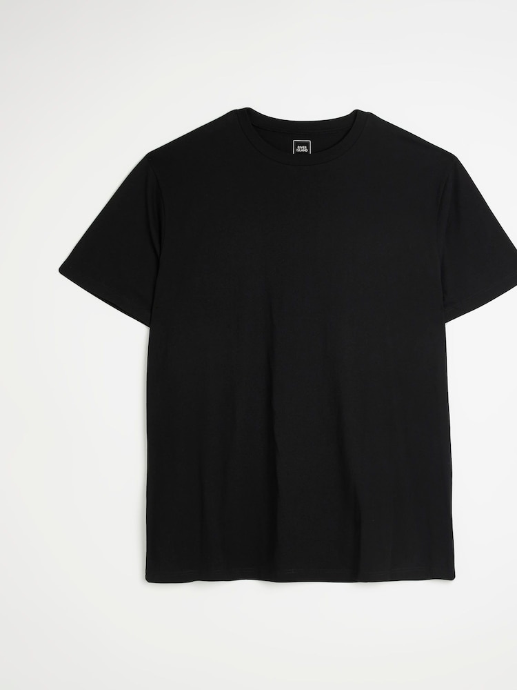 River Island Black 100% Cotton Big & Tall Slim Fit T-Shirt - Image 4 of 4
