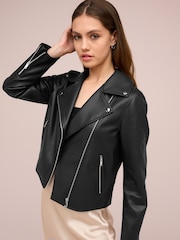 Black Faux Leather Biker Jacket - Image 1 of 9