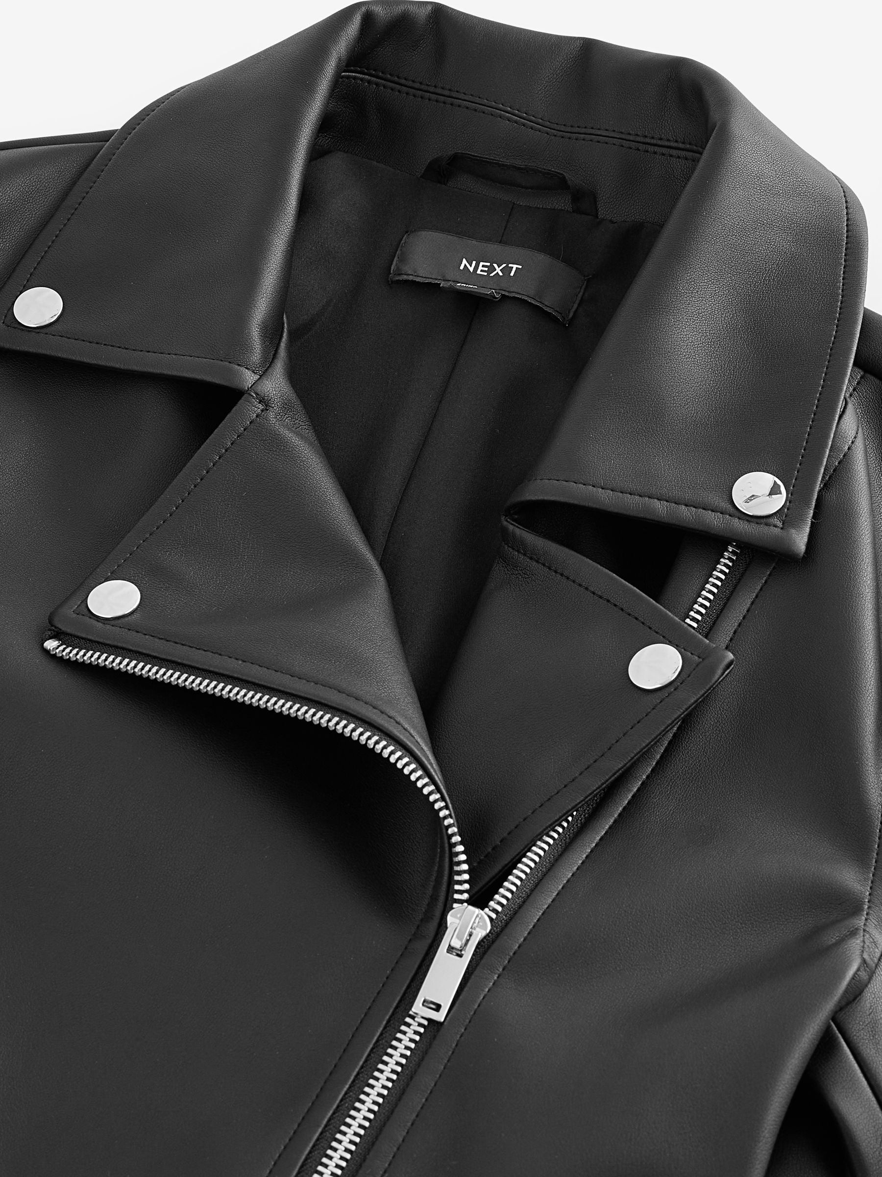 Buy Black Faux Leather Biker Jacket from Next USA