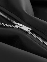 Black Faux Leather Biker Jacket - Image 9 of 9