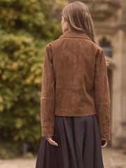 Brown Suede Cropped Jacket - Image 3 of 10