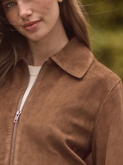 Brown Suede Cropped Jacket - Image 4 of 10