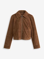 Brown Suede Cropped Jacket - Image 5 of 10