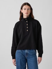 Gap Black Vintage Soft Oversized Henley Pullover - Image 1 of 7