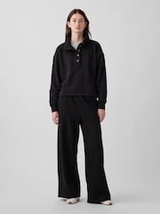 Gap Black Vintage Soft Oversized Henley Pullover - Image 4 of 7