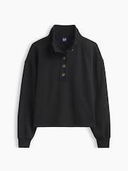 Gap Black Vintage Soft Oversized Henley Pullover - Image 7 of 7
