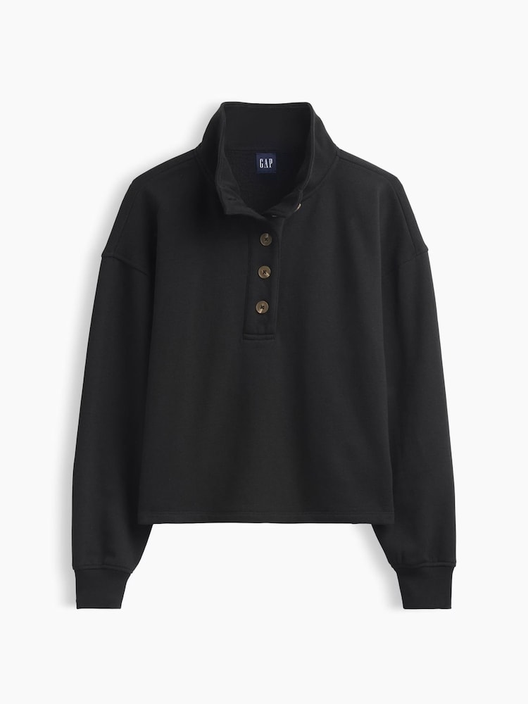 Gap Black Vintage Soft Oversized Henley Pullover - Image 7 of 7