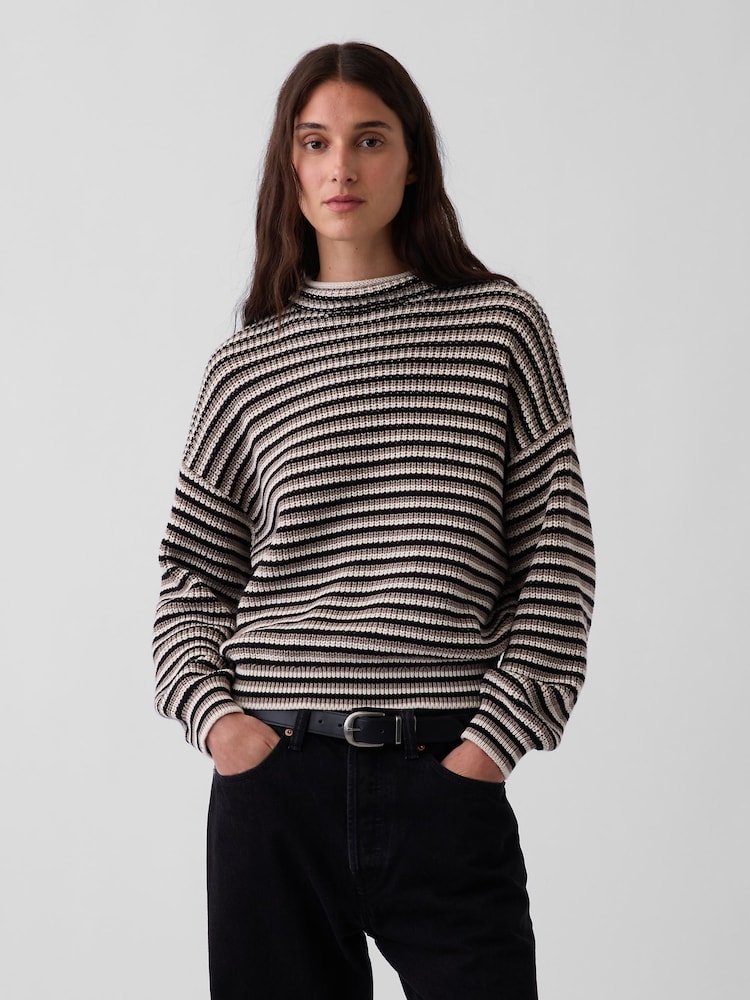 Noir & Rayure brune - Gap pull oversize à col roulé - Image 1 de 4