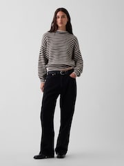Noir & Rayure brune - Gap pull oversize à col roulé - Image 3 de 4