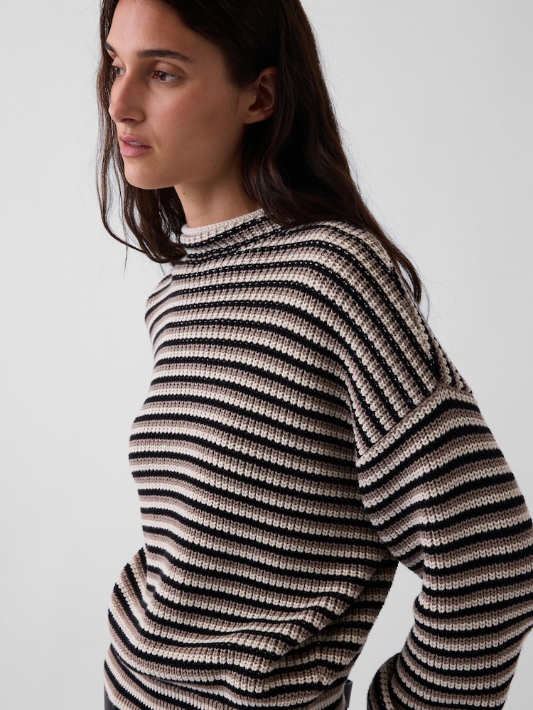 Noir & Rayure brune - Gap pull oversize à col roulé - Image 4 de 4