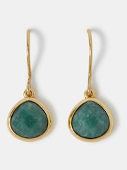 Accessorize Gold Plated 14ct Aventurine Drop Earrings - Image 2 of 2