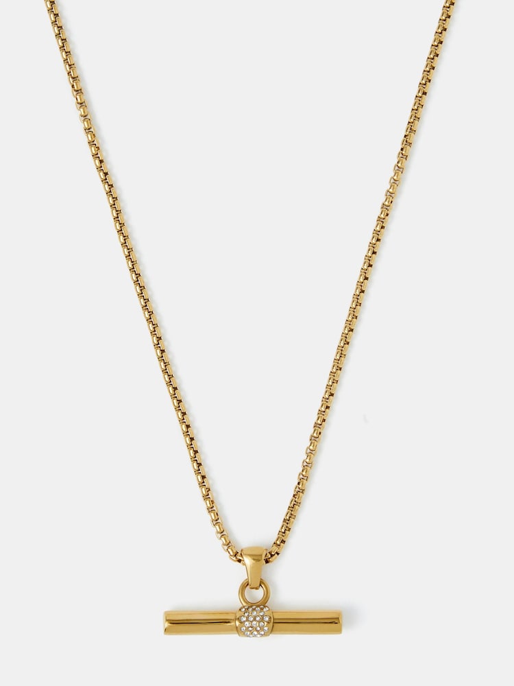 Accessorize nerūsējošā tērauda T veida kuba ķēdītes kaklarota - Attēls 2 no 2