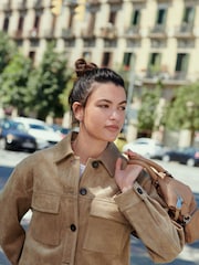 Beige Suedette Western Shacket - Image 4 of 6