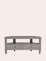 Laura Ashley Pale Charcoal Henshaw 2 Drawer Corner TV Stand - Image 2 of 5