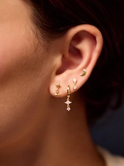 Accessorize Gold Plated 14ct Star Stud & Hoop Earrings 4 Pack - Image 1 of 2