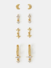 Accessorize Gold Plated 14ct Star Stud & Hoop Earrings 4 Pack - Image 2 of 2