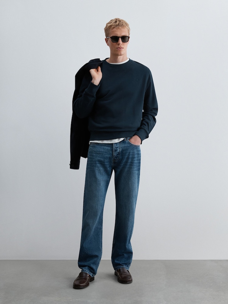 Buy Scalpers Blue Crew Neck Sweatshirt With Tonal Embroidery from the ...