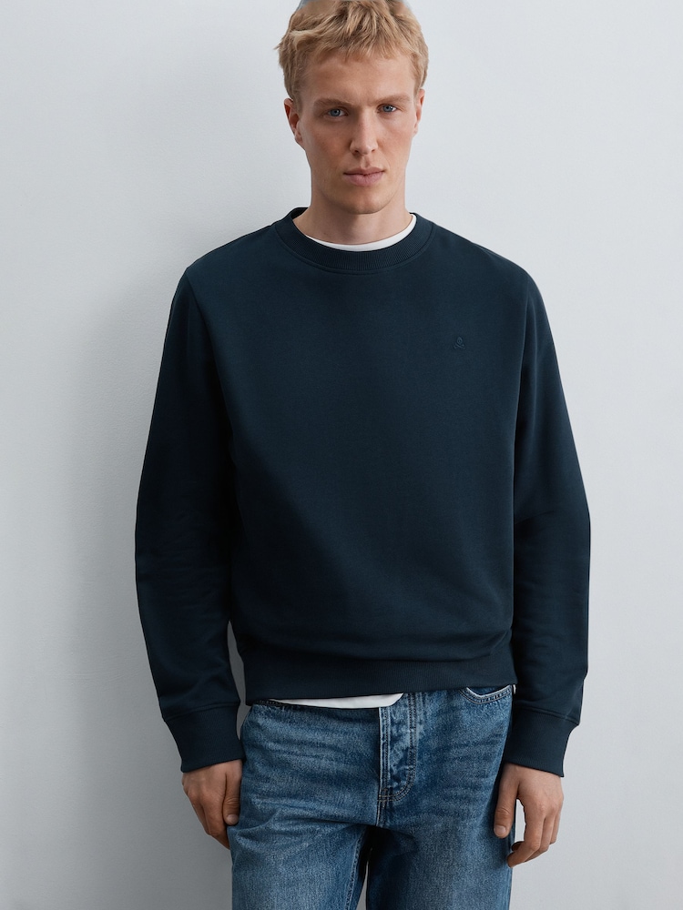 Buy Scalpers Blue Crew Neck Sweatshirt With Tonal Embroidery from the ...