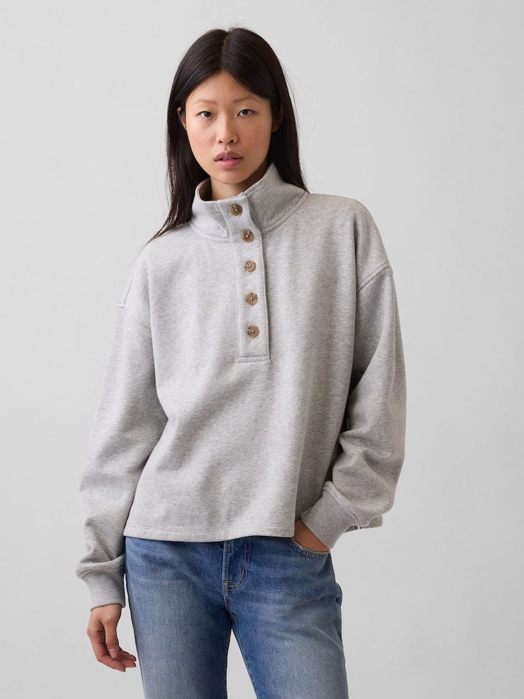 Gri - Pulover Henley supradimensionat Gap Vintage Soft - Imaginea 1 din 5