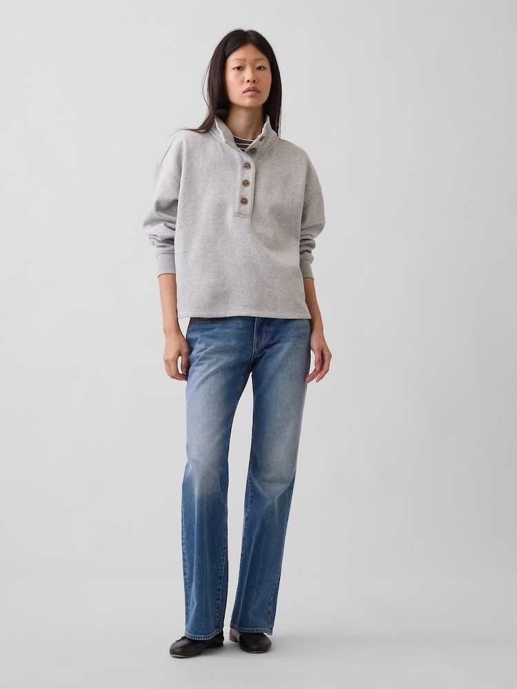 Gri - Pulover Henley supradimensionat Gap Vintage Soft - Imaginea 2 din 5