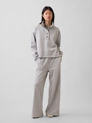 Gri - Pulover Henley supradimensionat Gap Vintage Soft - Imaginea 4 din 5