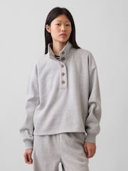 Gri - Pulover Henley supradimensionat Gap Vintage Soft - Imaginea 5 din 5