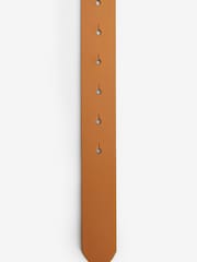 Tan Brown Leather Circle Buckle Jeans Belt - Image 3 of 4
