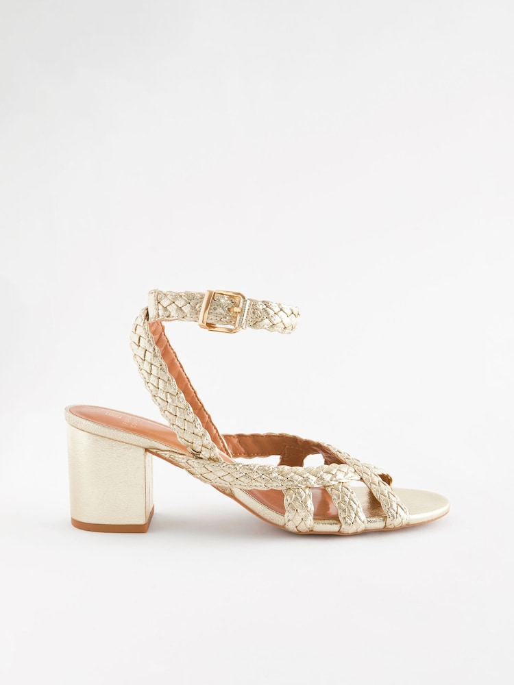 Gold Forever Comfort Plait Block Heel Sandals - Image 5 of 8