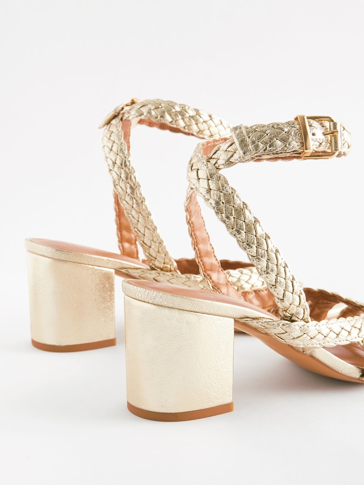 Gold Forever Comfort Plait Block Heel Sandals - Image 7 of 8