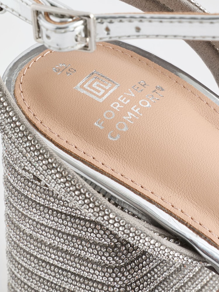 Silver Forever Comfort® Jewel Bling Platform Heels - Image 11 of 11