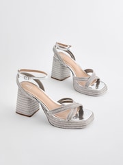Silver Forever Comfort® Jewel Bling Platform Heels - Image 5 of 11