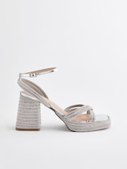 Silver Forever Comfort® Jewel Bling Platform Heels - Image 6 of 11