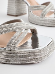 Silver Forever Comfort® Jewel Bling Platform Heels - Image 8 of 11