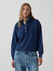 Albastru - Pulover Henley supradimensionat Gap Vintage Soft - Imaginea 1 din 5