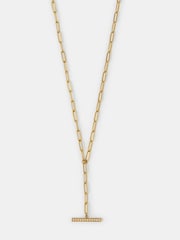 Accessorize Gold Tone Stainless Steel T-Bar Lariat Necklace - Image 2 of 2