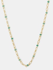 Accessorize Gold Plated 14ct Aventurine Paperclip Necklace - Image 2 of 2