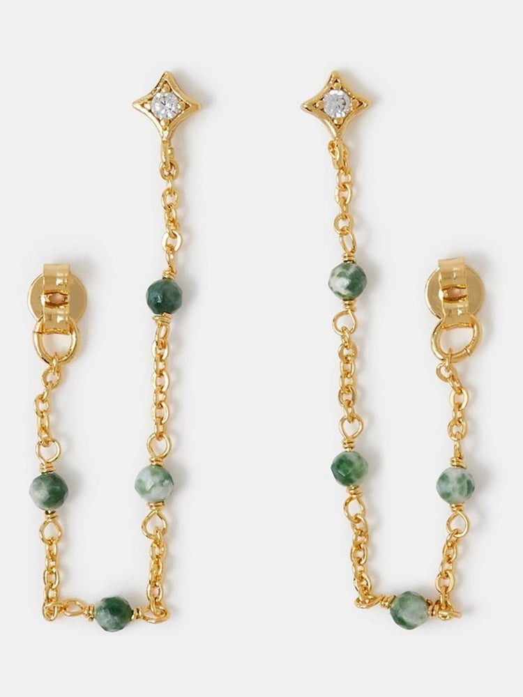Серьги-подвески с авантюрином Accessorize 14кт - Изображение 2 2