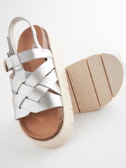 Silver Leather Weave Flatform Wedge Sandals - Image 5 of 5