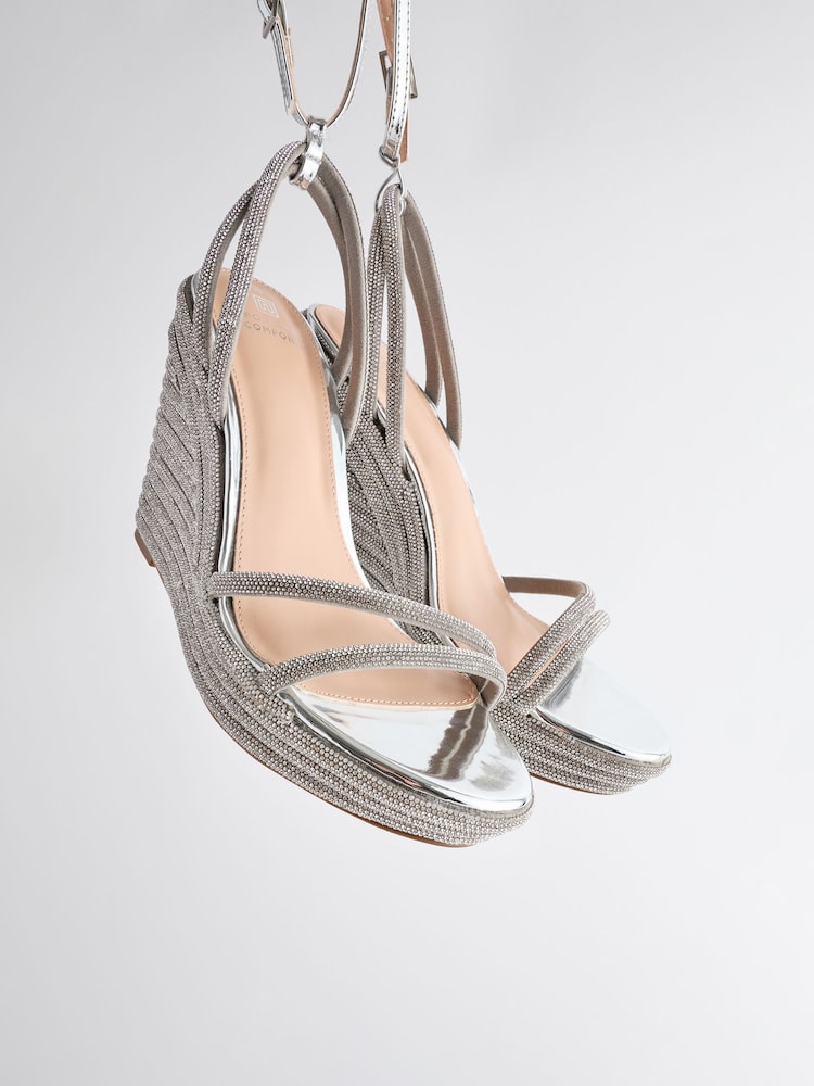 Silber - Forever Comfort® Bling Strassverzierte Schuhe mit Keilabsatz - Bild 11 von 11 Silber - Forever Comfort® Bling Strassverzierte Schuhe mit Keilabsatz - Bild 11 von 11