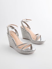 Silver Forever Comfort® Jewel Bling Wedges Heels - Image 5 of 11