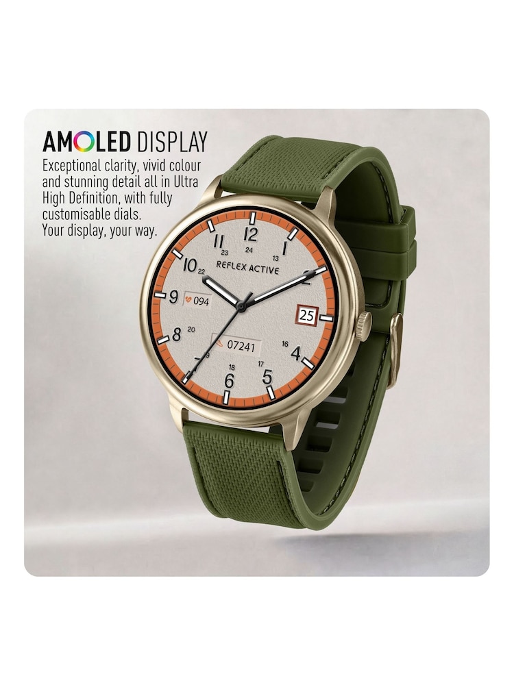 Peers Hardy Green Reflex Active Spectra Khaki Silicone Strap Smart Watch - Image 2 of 8 Peers Hardy Green Reflex Active Spectra Khaki Silicone Strap Smart Watch - Image 2 of 8