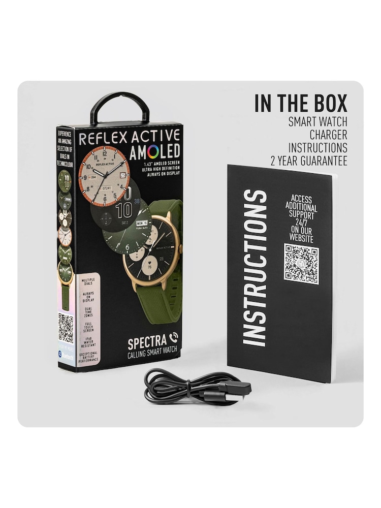 Peers Hardy Green Reflex Active Spectra Khaki Silicone Strap Smart Watch - Image 8 of 8 Peers Hardy Green Reflex Active Spectra Khaki Silicone Strap Smart Watch - Image 8 of 8