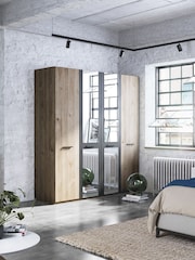 Wiemann Oak Jenson Matt and Mirror Semi Fitted 4 Door Wardrobe - Image 1 of 2