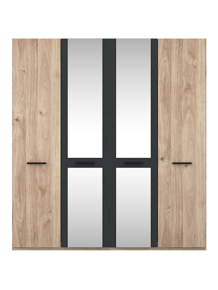 Wiemann Oak Jenson Matt and Mirror Semi Fitted 4 Door Wardrobe - Image 2 of 2