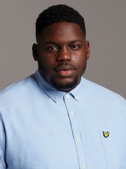 Lyle & Scott Blue Plus Size Oxford Short 100% Cotton Shirt - Image 4 of 4