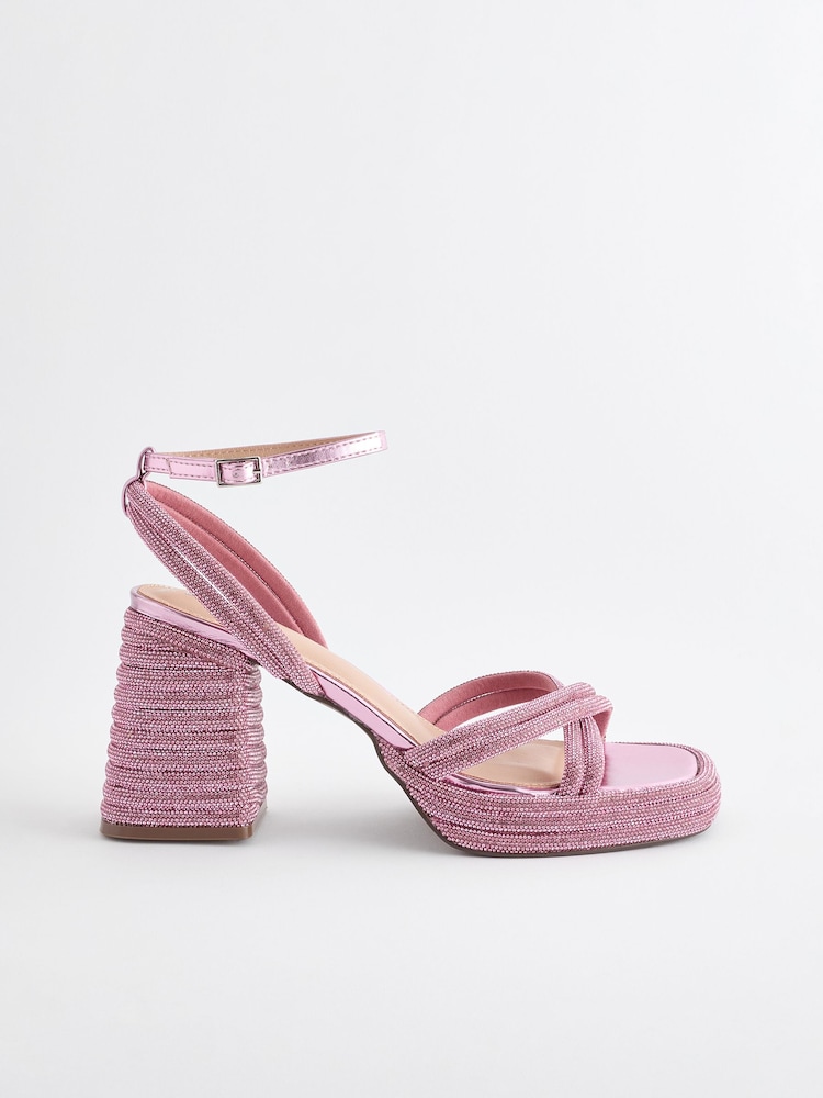 Pink Forever Comfort® Jewel Bling Platform Heels - Image 2 of 6