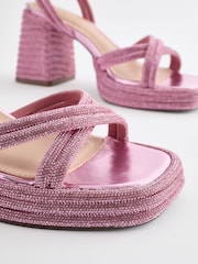 Pink Forever Comfort® Jewel Bling Platform Heels - Image 4 of 6