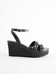 Black Standard/Wide Fit Forever Comfort® Double Strap Wedges - Image 2 of 5