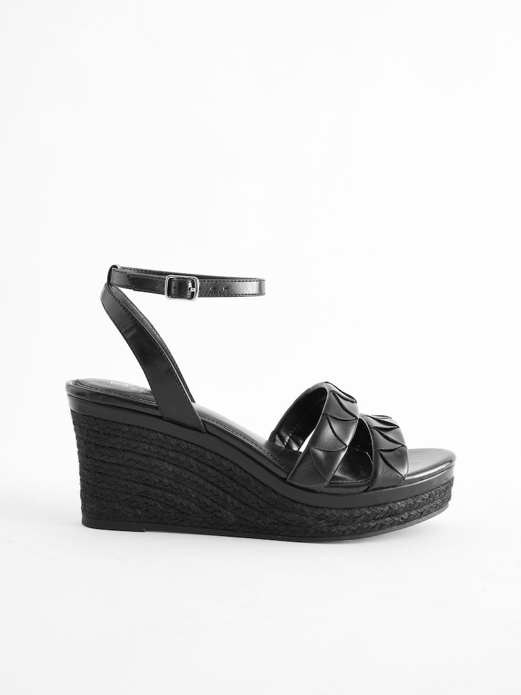 Black Standard/Wide Fit Forever Comfort® Double Strap Wedges - Image 2 of 5