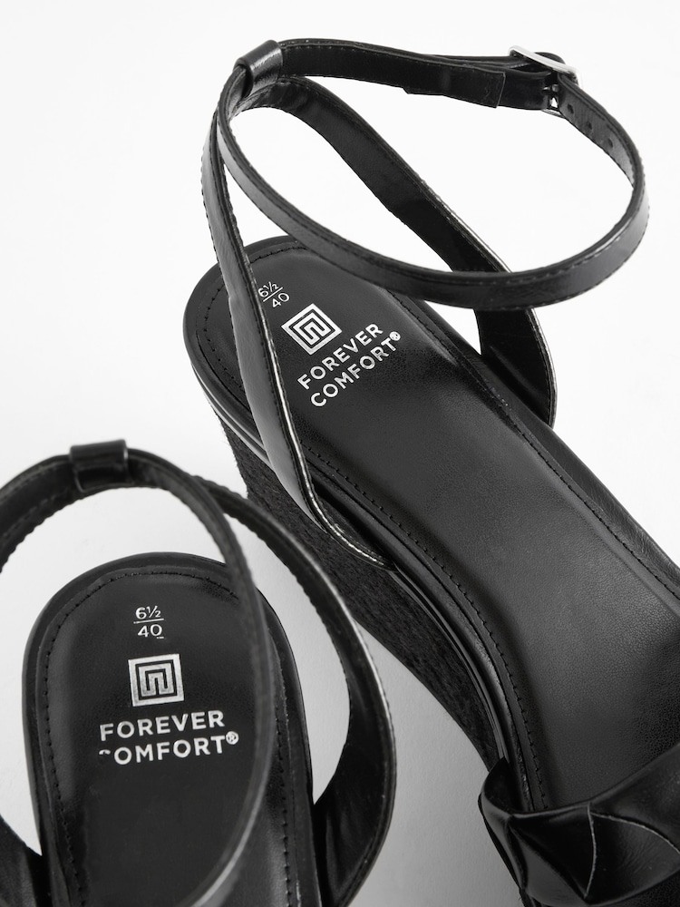 Black Standard/Wide Fit Forever Comfort® Double Strap Wedges - Image 5 of 5